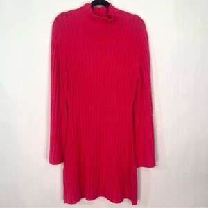 French Connection Hot Pink Ribbed Turtleneck Dress Sz Medium NWT